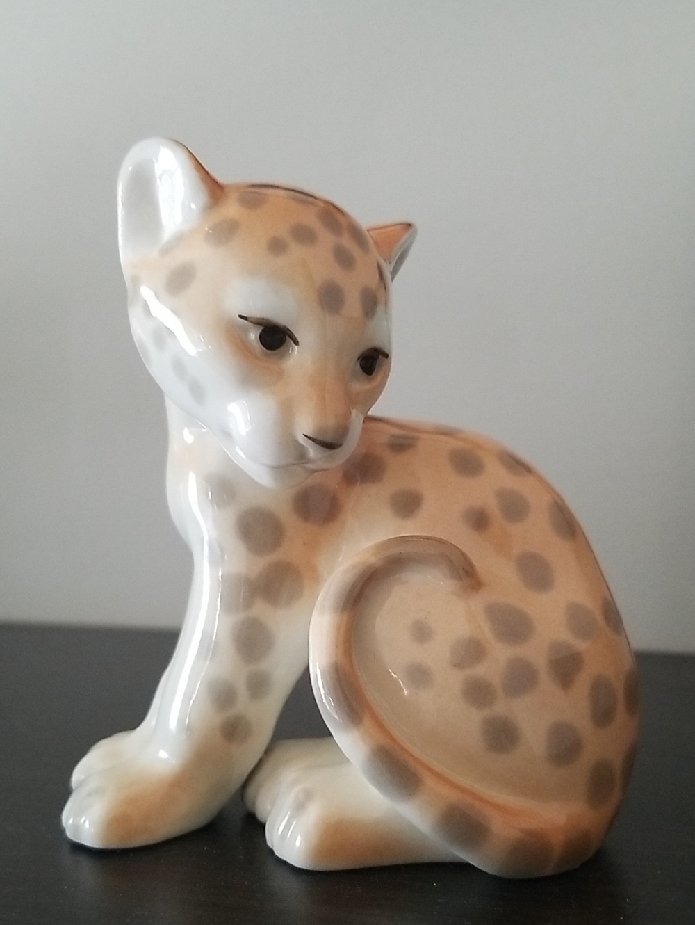 Glossy Ceramic Leopard Figurine